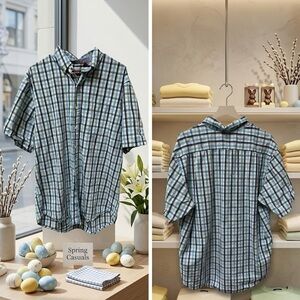 IZOD Spring/Easter Esthetic Gingham Plaid Short Sleeve Men's Shirt